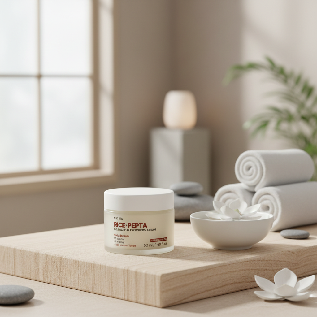NACIFIC - Rice Pepta Collagen Glow Bouncy Cream - Rozjasňující krém s rýží, peptidy a kolagenem - 50 g