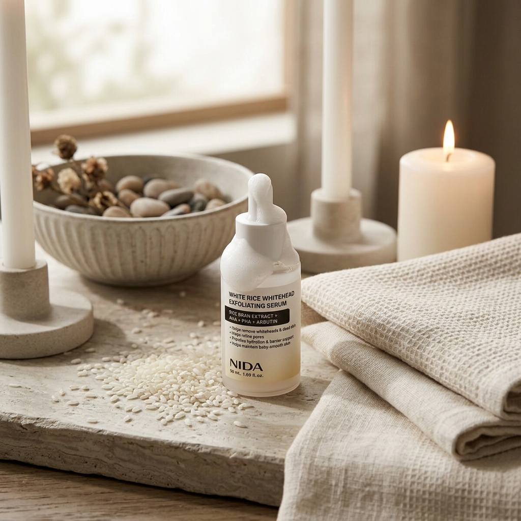 NIDA - White Rice Whitehead Exfoliating Serum - Exfoliační sérum s bílou rýží proti bílým tečkám - 50 ml