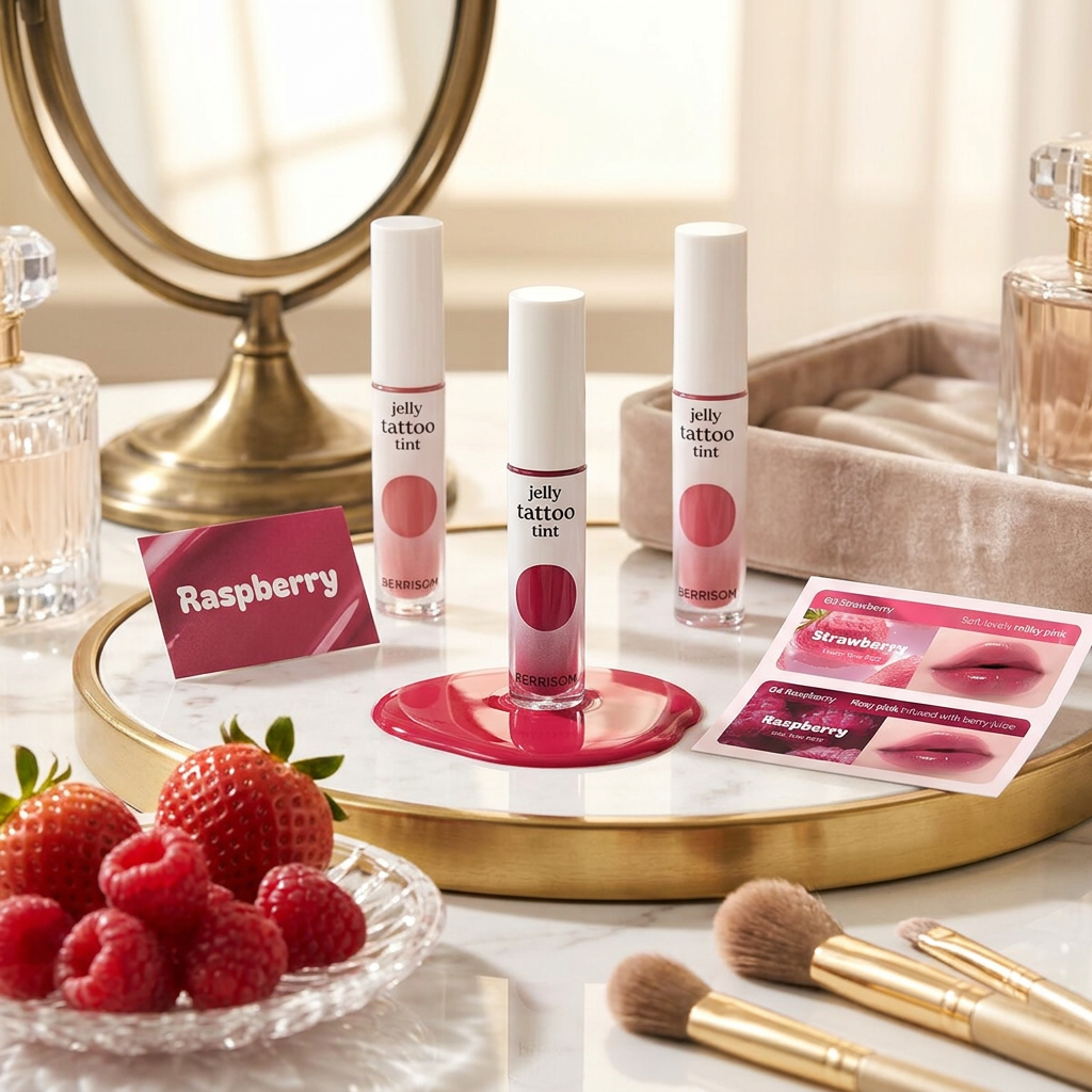 BERRISOM - Jelly Tattoo Tint 04 Raspberry - Dlouhotrvající hydratační tint na rty - 6 g