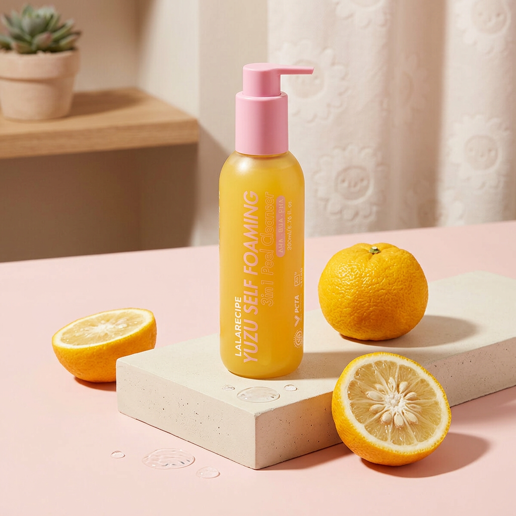 LALARECIPE - Yuzu Self Foaming 3in1 Peel Cleanser - Samo-pěnící exfoliační čisticí gel 3v1 s Yuzu - 200ml