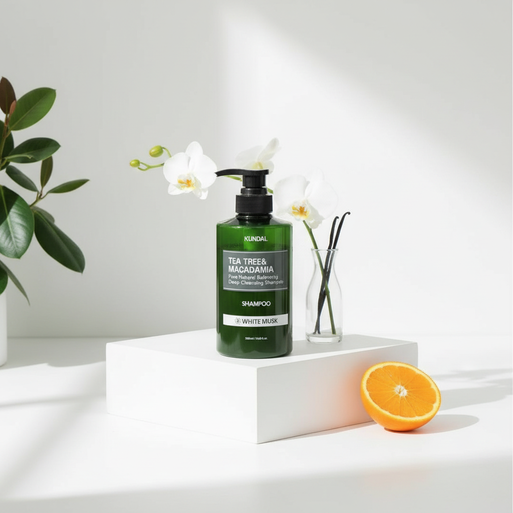 KUNDAL - Tea Tree Macadamia Deep Cleansing Shampoo WHITE MUSK - Šampon pro hluboké čištění s čajovníkem a makadamiovými ořechy - 500 ml