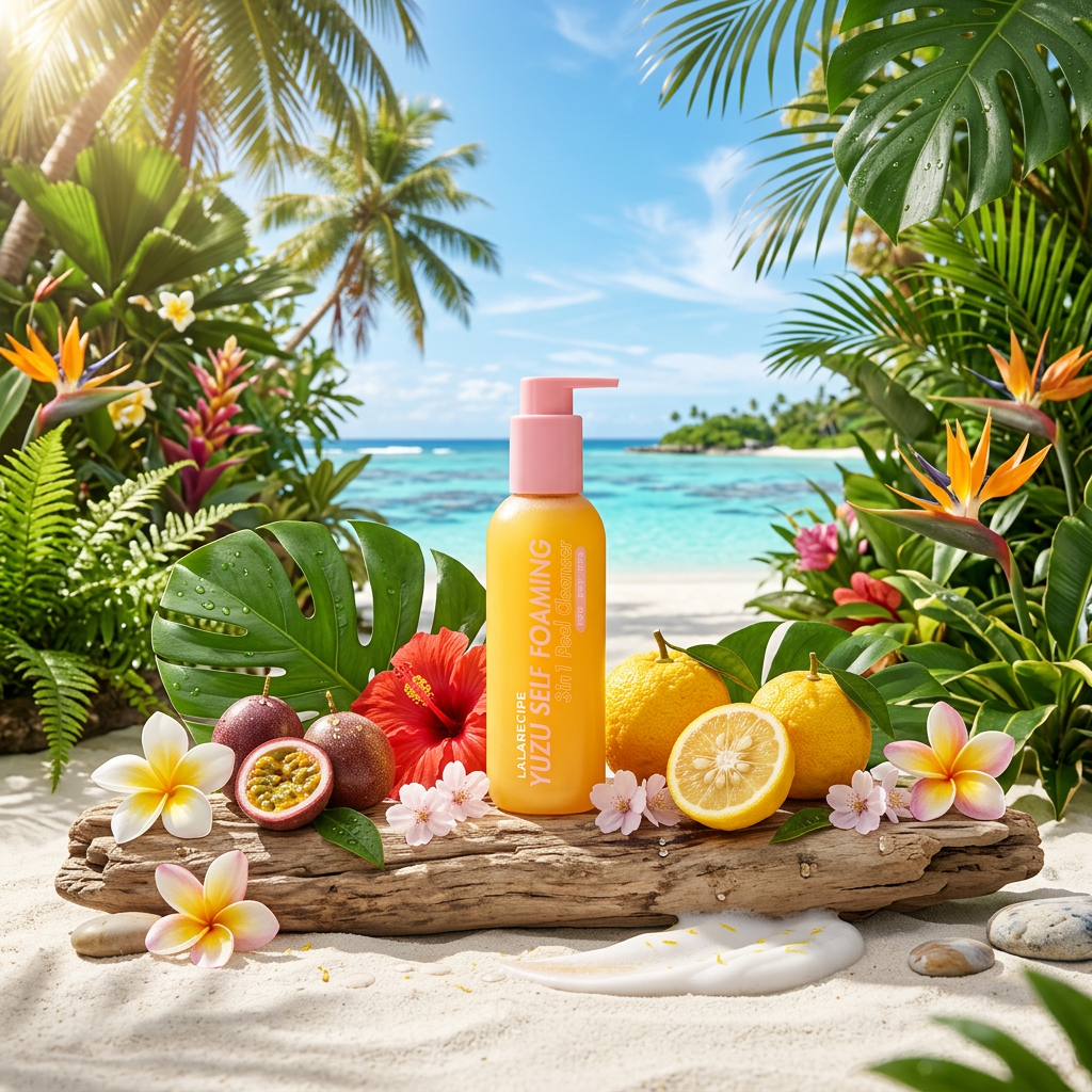 LALARECIPE - Yuzu Self Foaming 3in1 Peel Cleanser - Samo-pěnící exfoliační čisticí gel 3v1 s Yuzu - 3 ml
