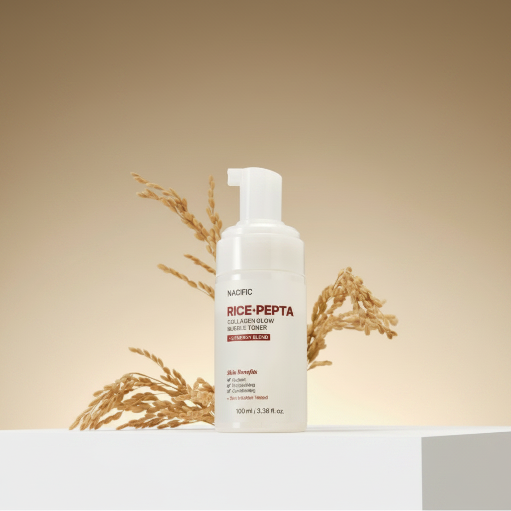 NACIFIC - Rice Pepta Collagen Glow Bubble Toner - Rozjasňující bublinkové tonikum s rýží, peptidy a kolagenem - 100 ml