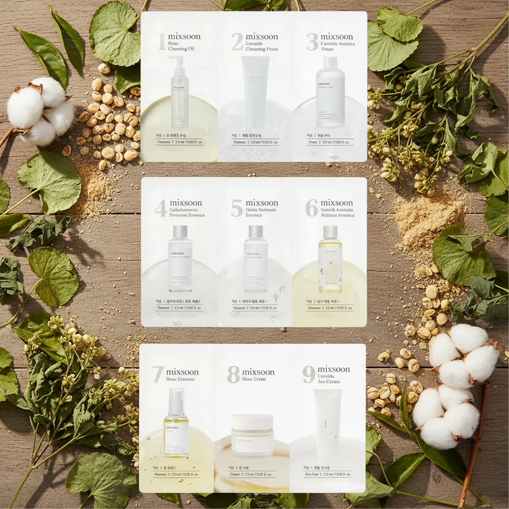 MIXSOON - 9-Step Skincare Sachet Bundle Set - Devíti kroková rutina - testovací sada - 9 ks
