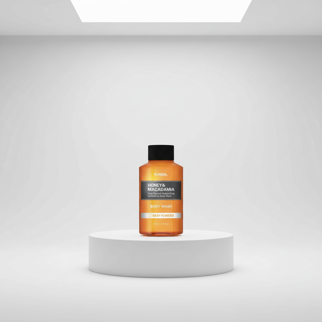 Kundal Honey&Macadamia Body Wash - Jemný sprchový gel s medem s vůní BABY POWDER - 100 ml