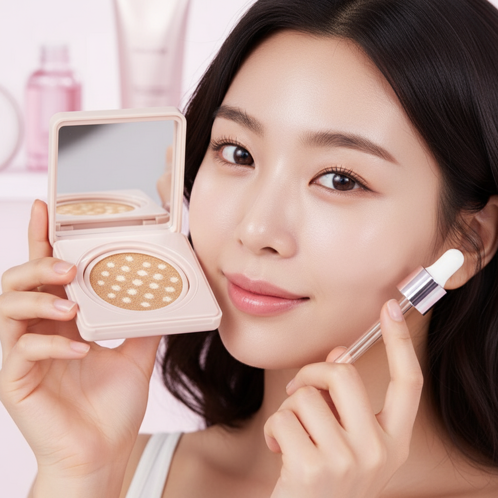 ELROEL - Dot Ampoule Cushion 21 Light Beige - Cushion make-up s pečujícími složkami a PDRN v odstínu 21 LIGHT BEIGE - 15 g