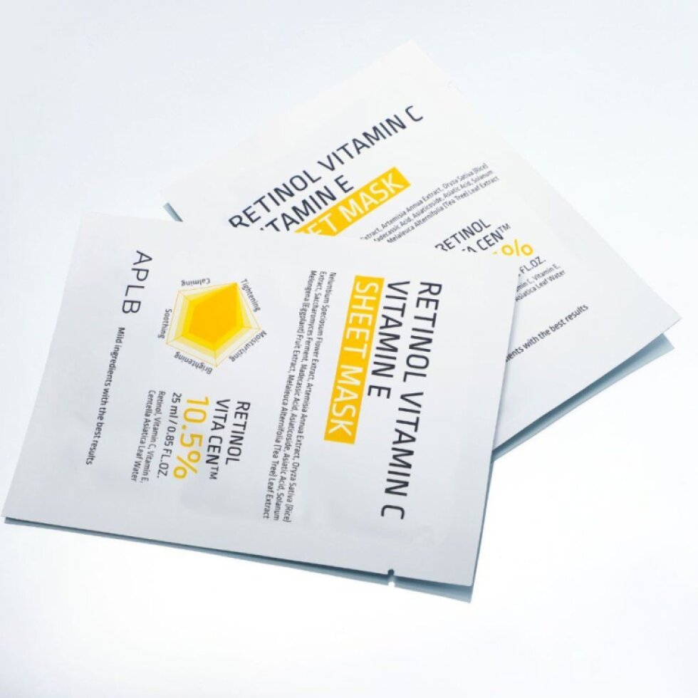 APLB - Retinol Vitamin C Vitamin E Sheet Mask - Retinolová, plátýnková maska s vitaminem C a E - 25 ml