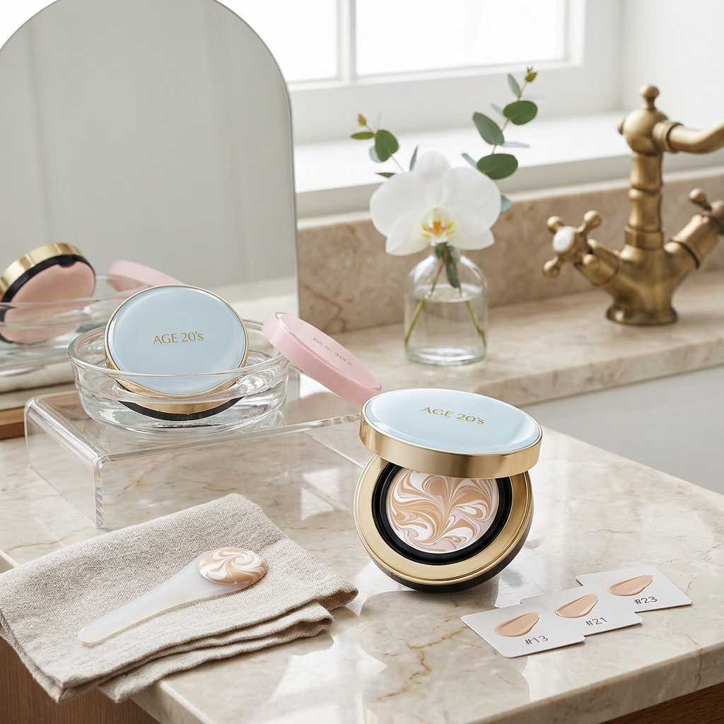 AGE20s - Signature Essence Cover Pact Long Stay Plus Refill - Pečující hybridní make-up s dlouhotrvající schopností plus náhradní náplň navíc - odstín 23 medium beige