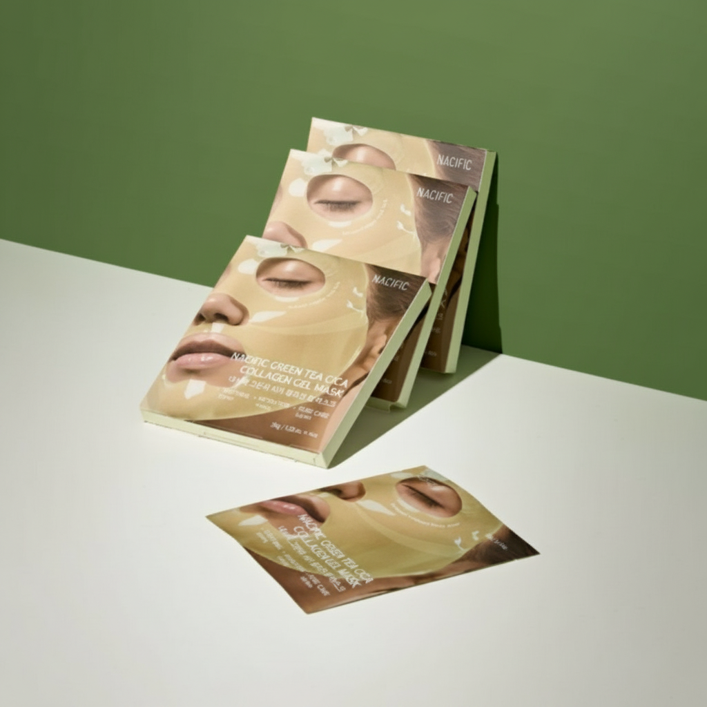 NACIFIC - Green Tea Cica Collagen Gel Mask - Vstřebatelná maska se zeleným čajem, centellou a kolagenem - 1 ks