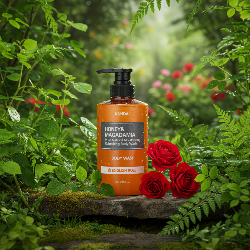 Kundal Honey&Macadamia Body Wash - Jemný sprchový gel s medem s vůní ENGLISH ROSE - 500 ml