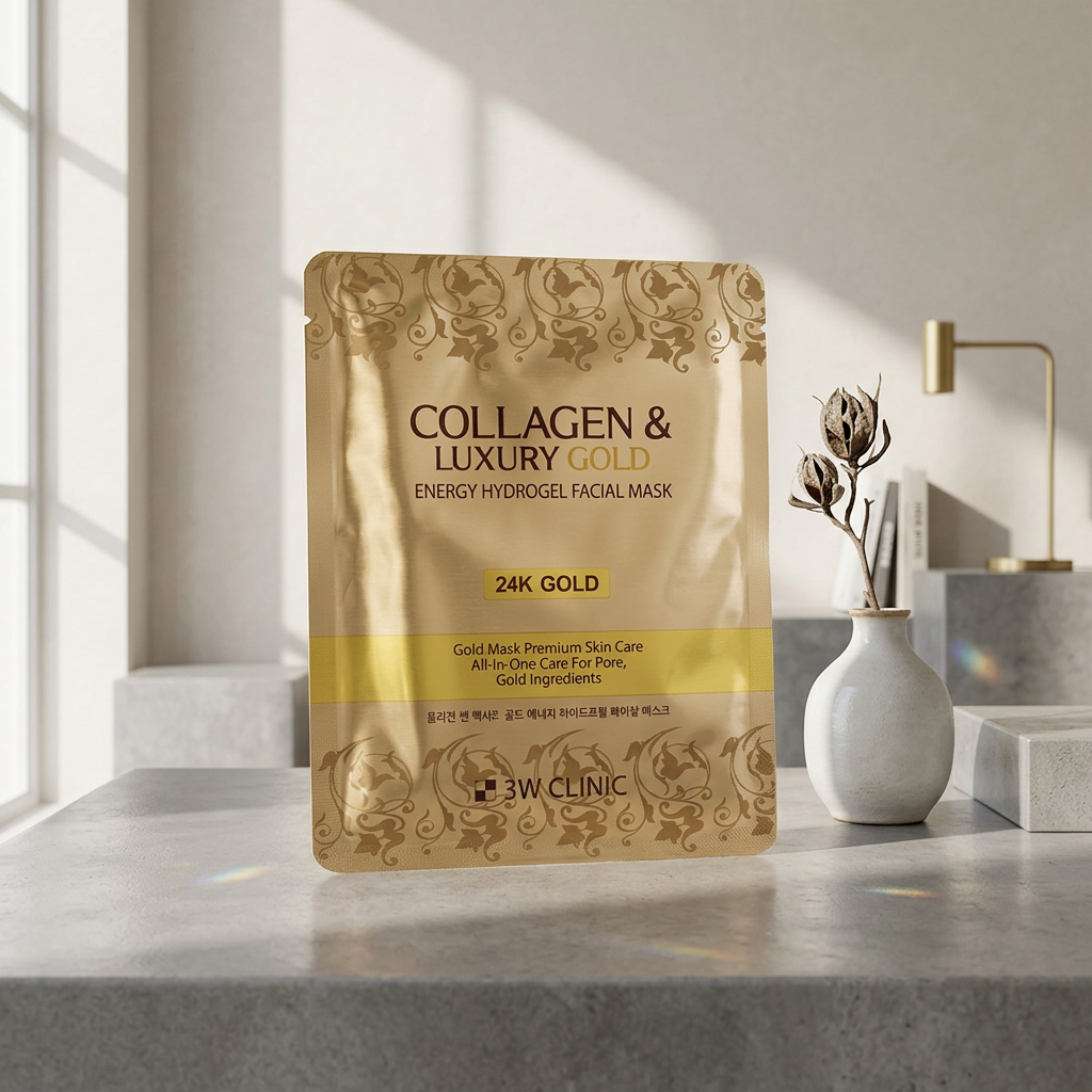 3W CLINIC - Collagen & Luxury Gold Energy Hydrogel Facial Mask - Hydrogelová pleťová maska s kolagenem, luxusním zlatem a energizujícím účinkem - 30 g