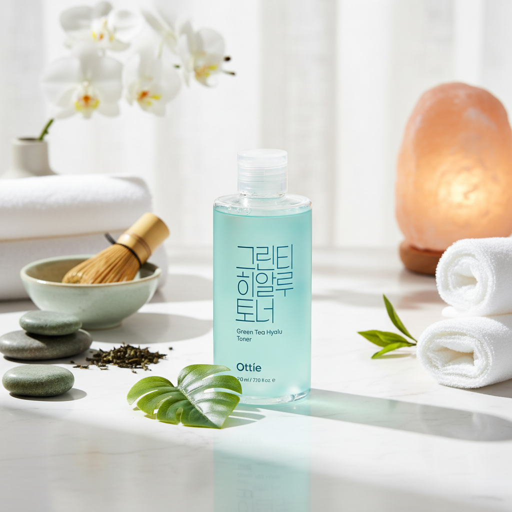OTTIE - Green Tea Hyalu Toner - Pleťové tonikum s čajovým extraktem a kyselinou hyaluronovou - 210 ml