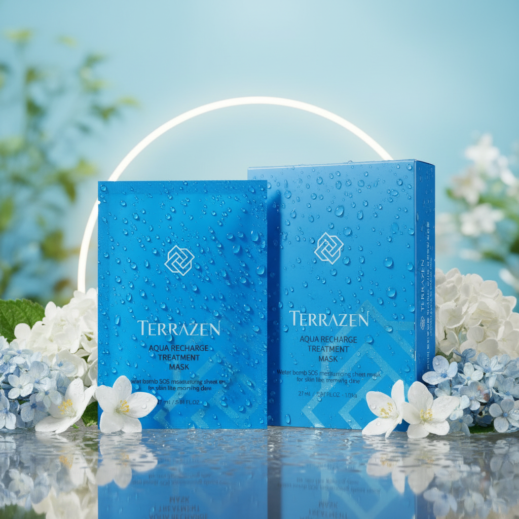 TERRAZEN Aqua Recharge Treatment Maska Pro Velmi Intenzivní Hydrataci S 5 Druhy Kys. HA 1 ks