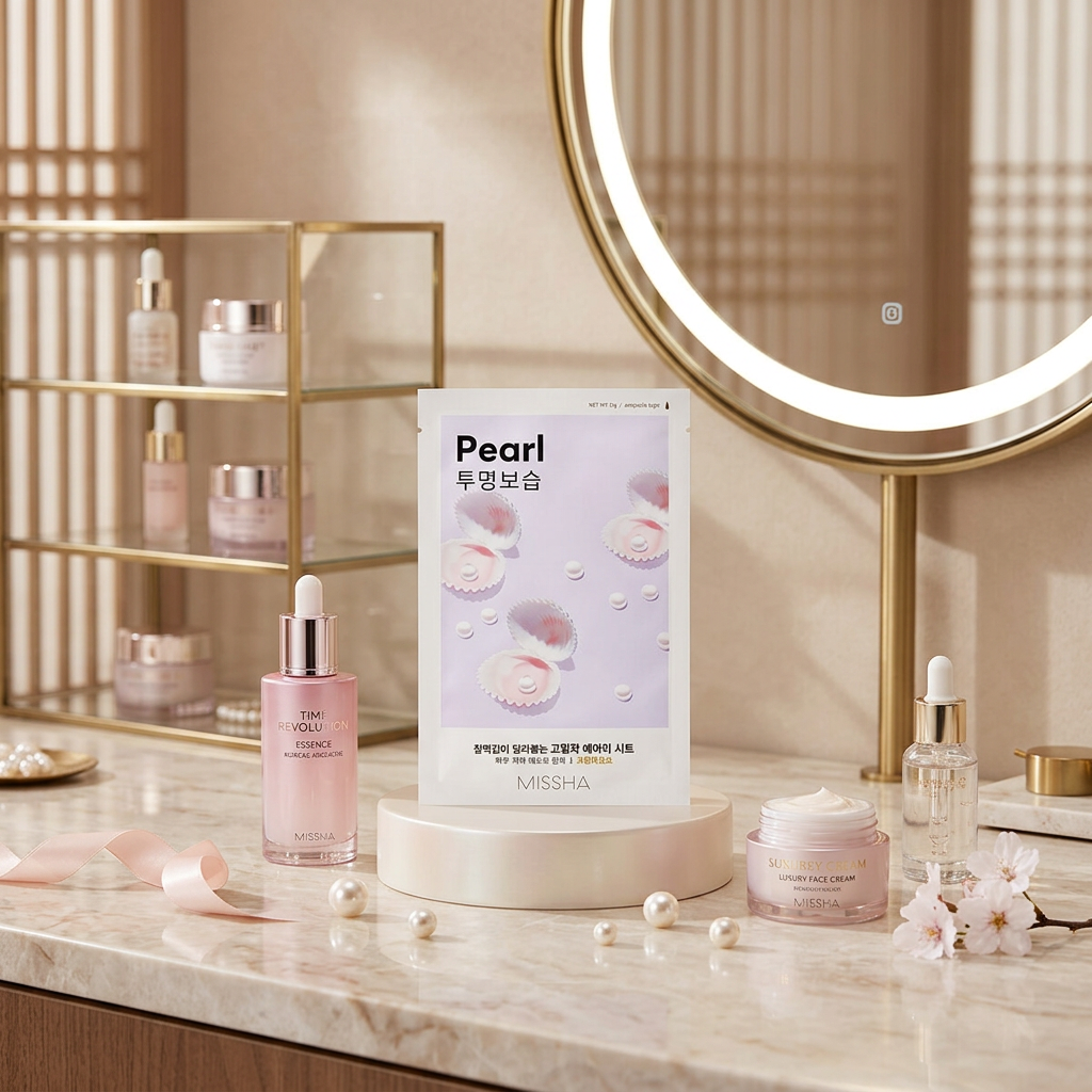 MISSHA - Airy Fit Sheet Mask Pearl - Rozjasňující maska s výtažkem z perel - 19 g