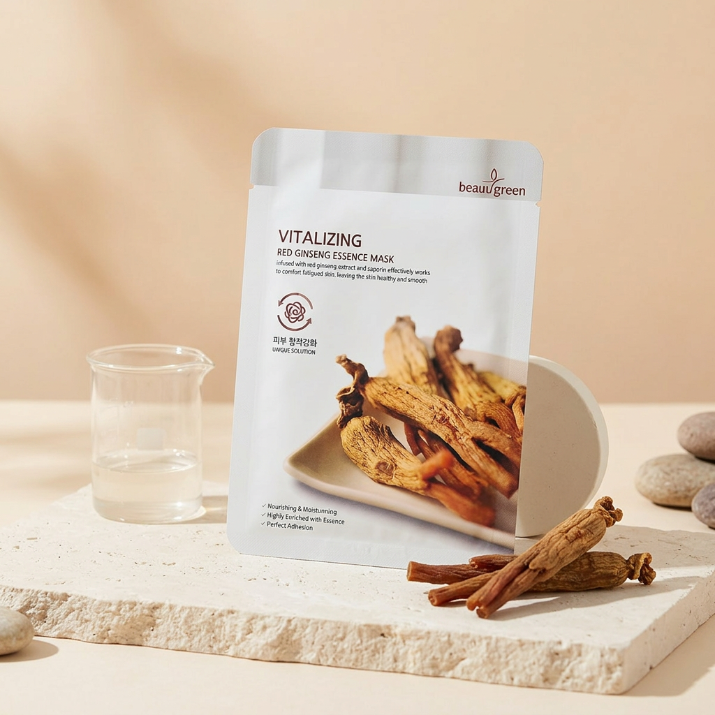 Beauugreen - Premium Red Ginseng Essence Mask - Plátýnková maska s výtažkem z červeného ženšenu - 23 ml