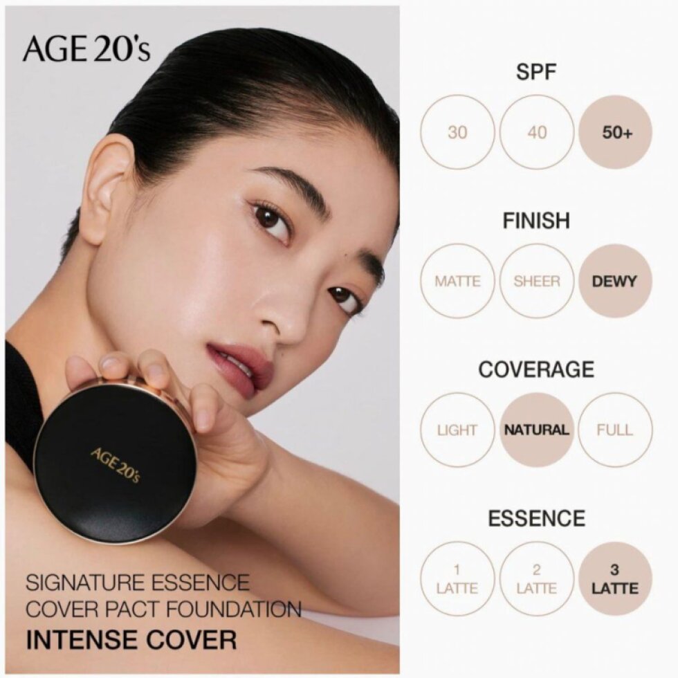 AGE20s - Signature Essence Cover Pact Intense Cover Plus Refill - Pečující hybridní make-up s extra krycí schopností plus náhradní náplň navíc - odstín 21 light beige