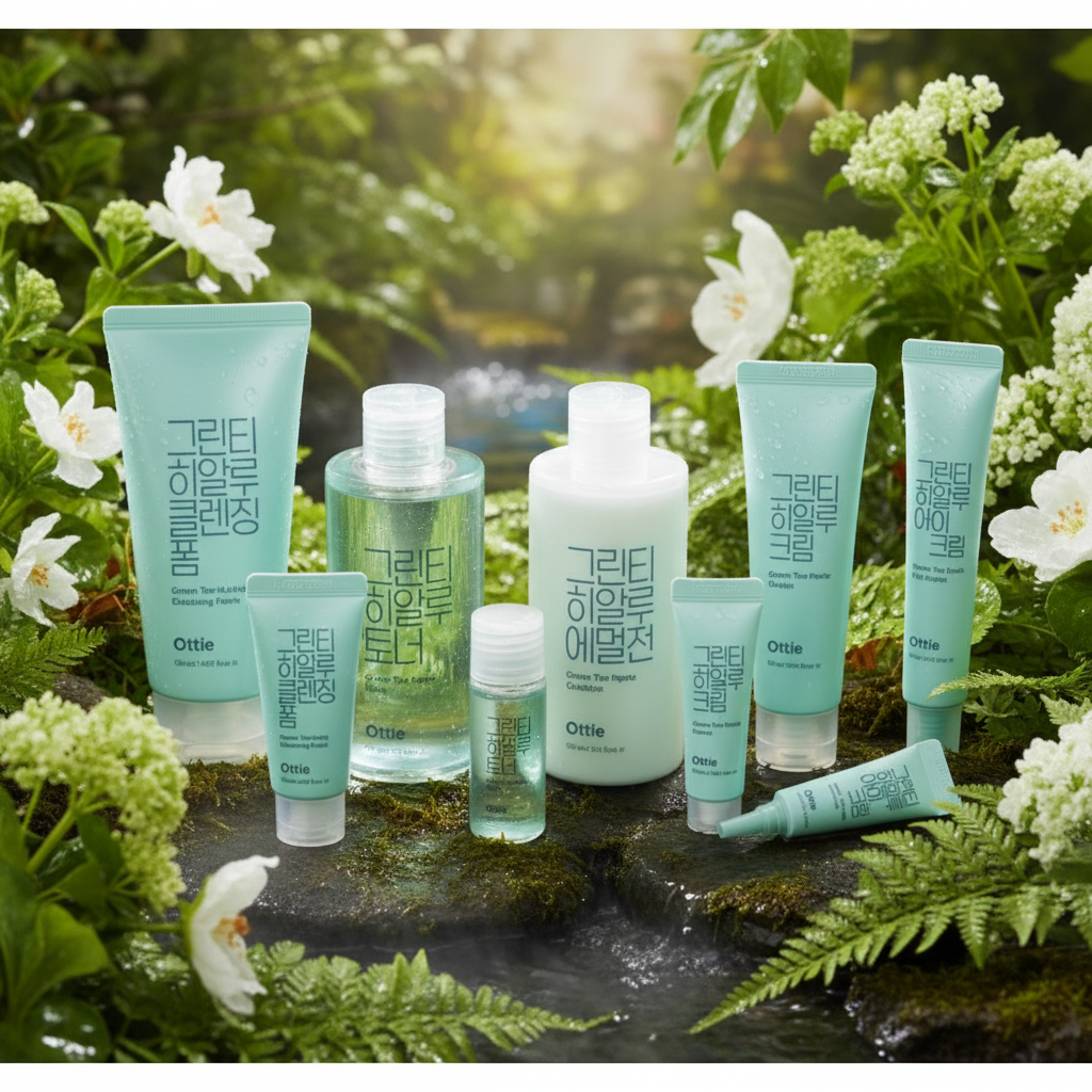 OTTIE - Green Tea Hyalu Toner - Pleťové tonikum s čajovým extraktem a kyselinou hyaluronovou - 210 ml