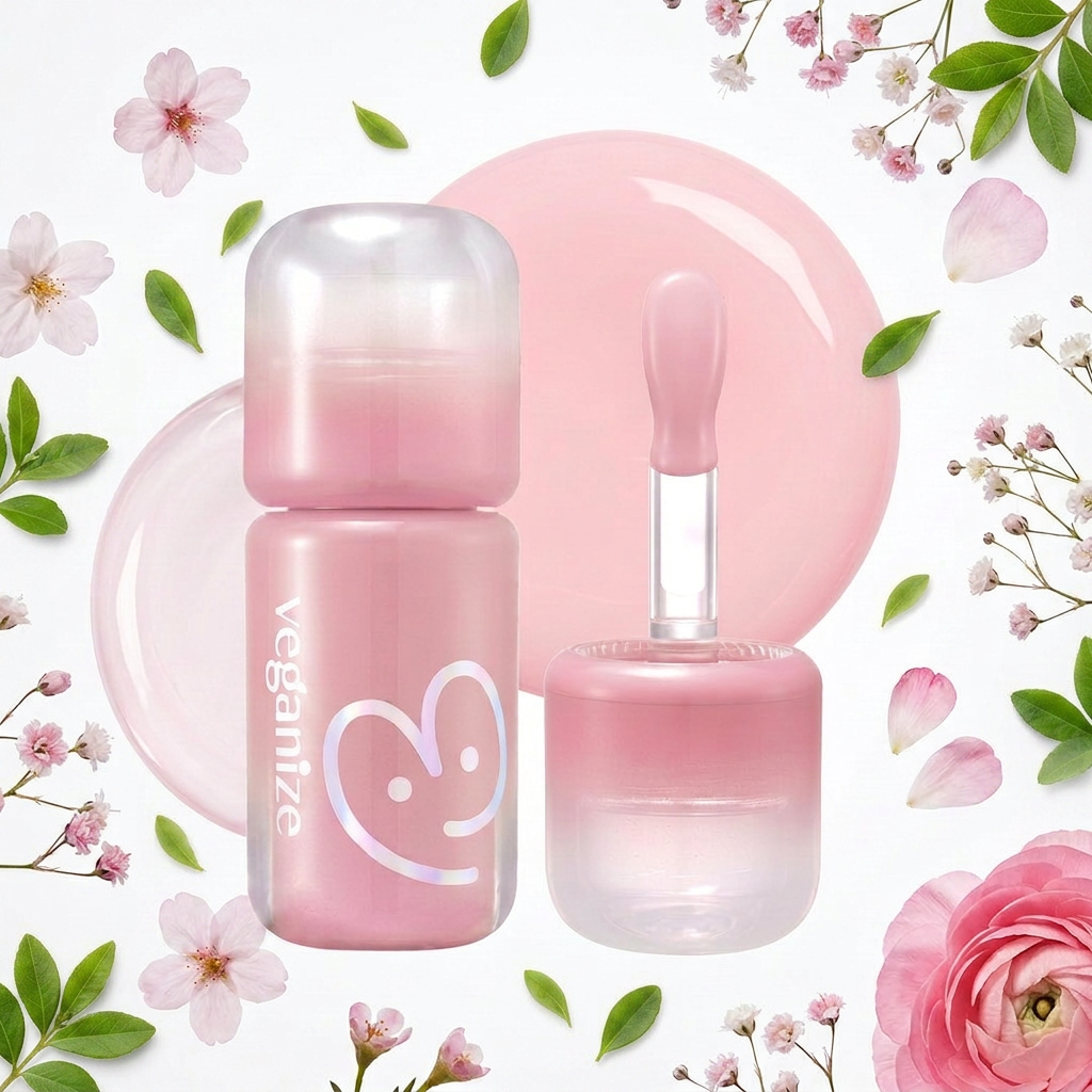 VEGANIZE - 4D Dewyshine Lip Oil Pearl Gloss 07 Pink Mellow - Třpytivý olej na rty s perleťovým leskem - 4 g