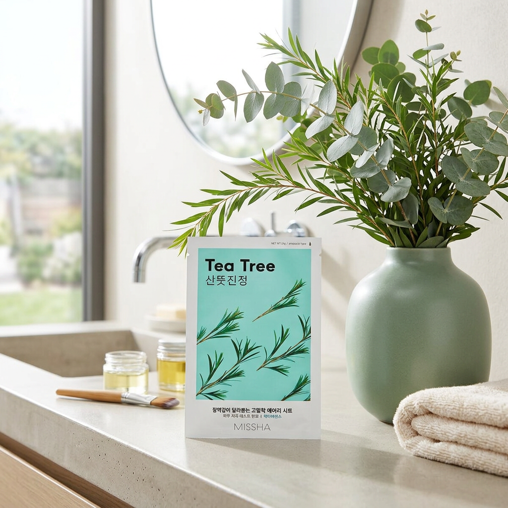 MISSHA - Airy Fit Sheet Mask Tea Tree - Zklidňující textilní maska s tea tree olejem pro redukci mazu - 19 g