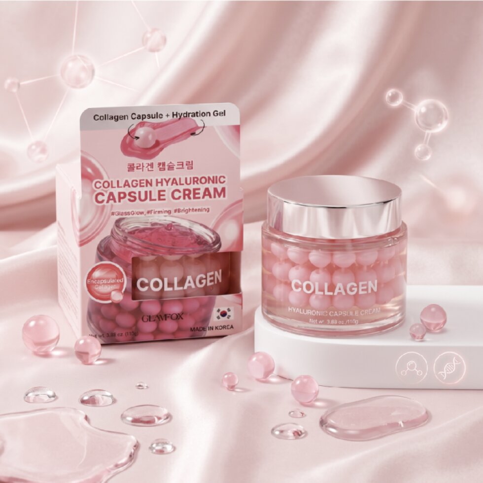 GLAMFOX - Collagen Hyaluronic Capsule Cream - Kolagenový hydratační krém s kapslemi kyseliny hyaluronové - 110 ml