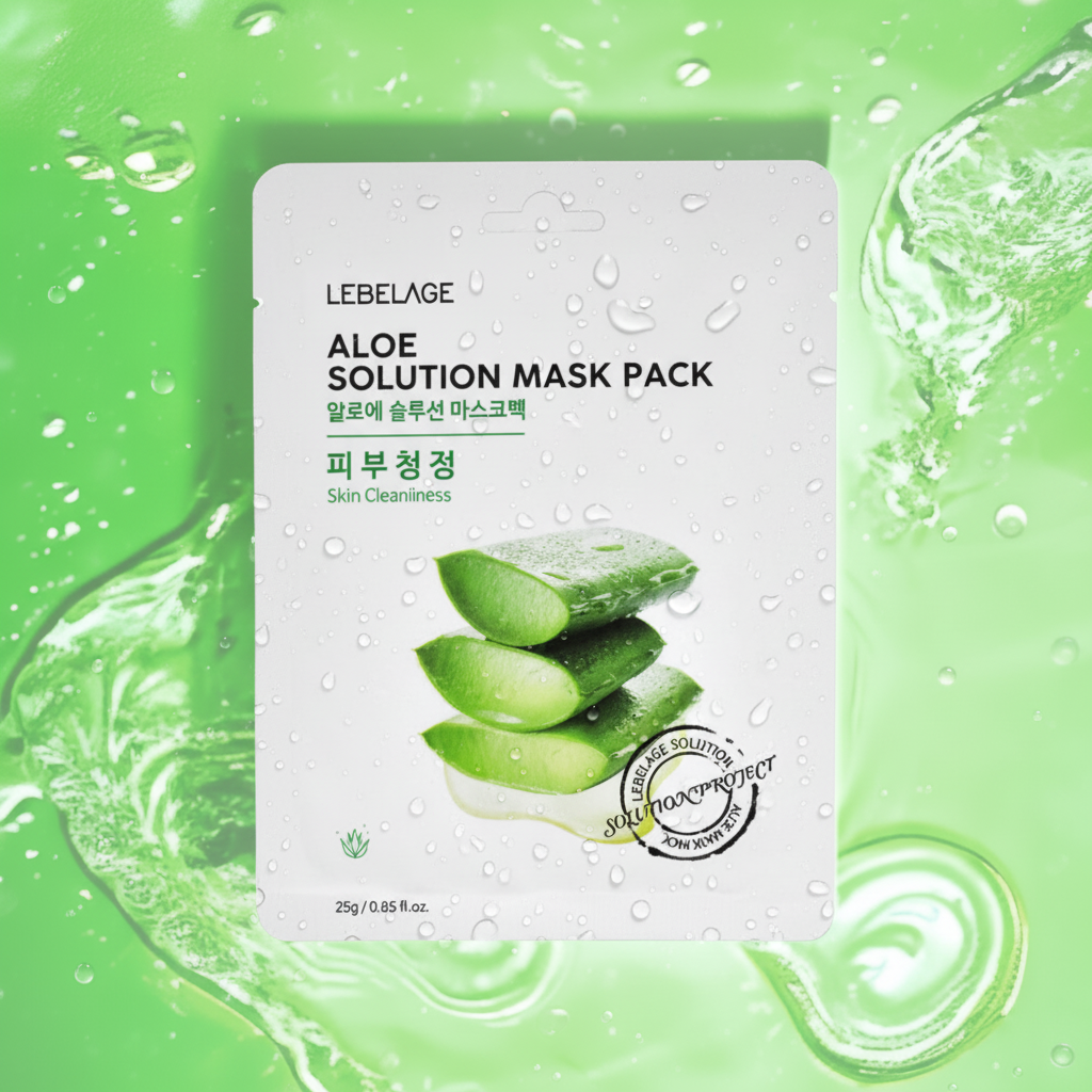 LEBELAGE - Aloe Solution Mask Pack - Plátýnková maska s Aloe pro čistou pleť - 25 g