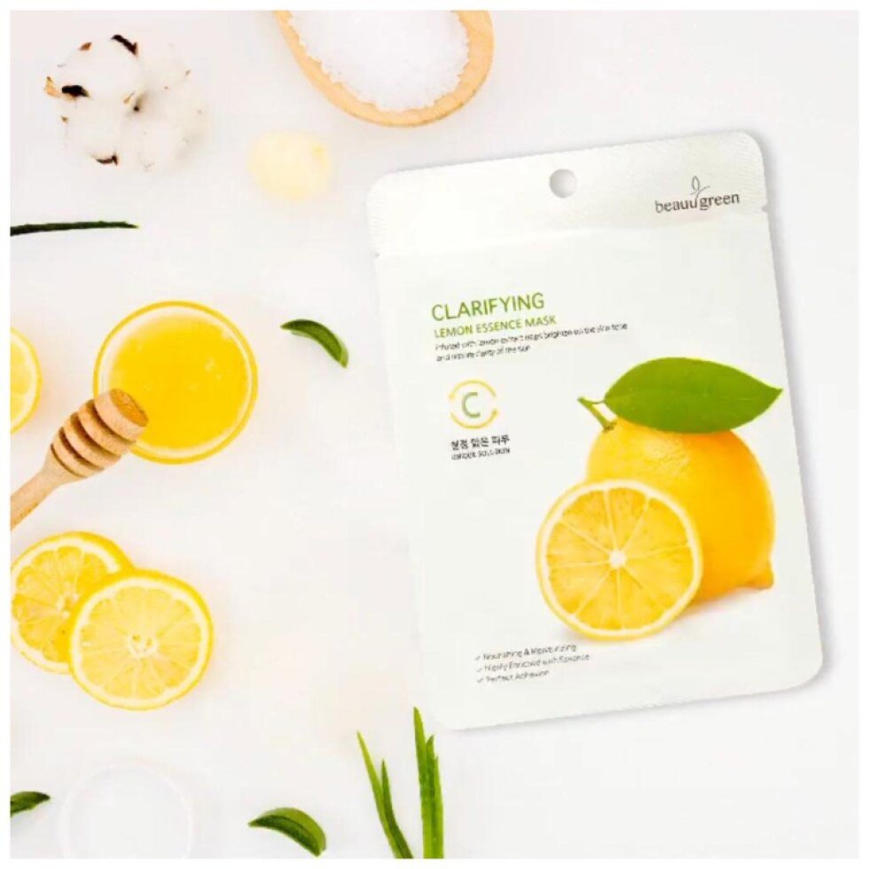 Beauugreen - Premium Lemon Essence Mask - Plátýnková maska s citrusovým extraktem - 23 ml