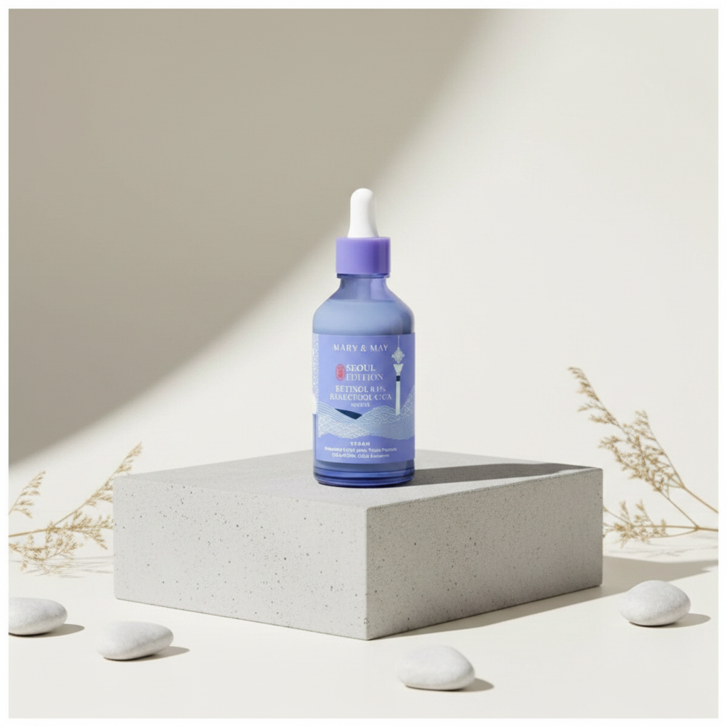Mary & May - Retinol 0.1% Bakuchiol Cica Serum Seoul Edition - Sérum s retinolem 0,1 %, bakuchiolem a centellou - 80 ml