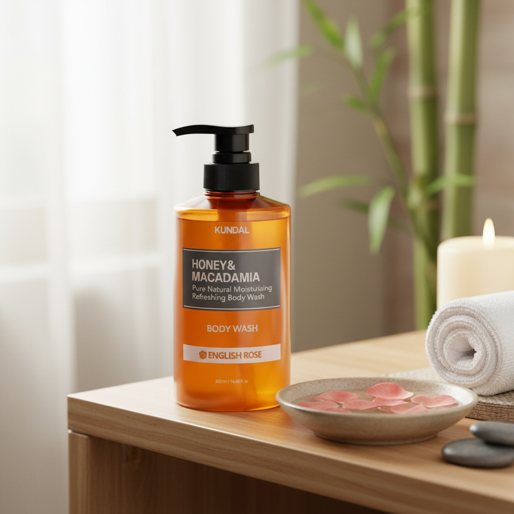 Kundal Honey&Macadamia Body Wash - Jemný sprchový gel s medem s vůní ENGLISH ROSE - 500 ml