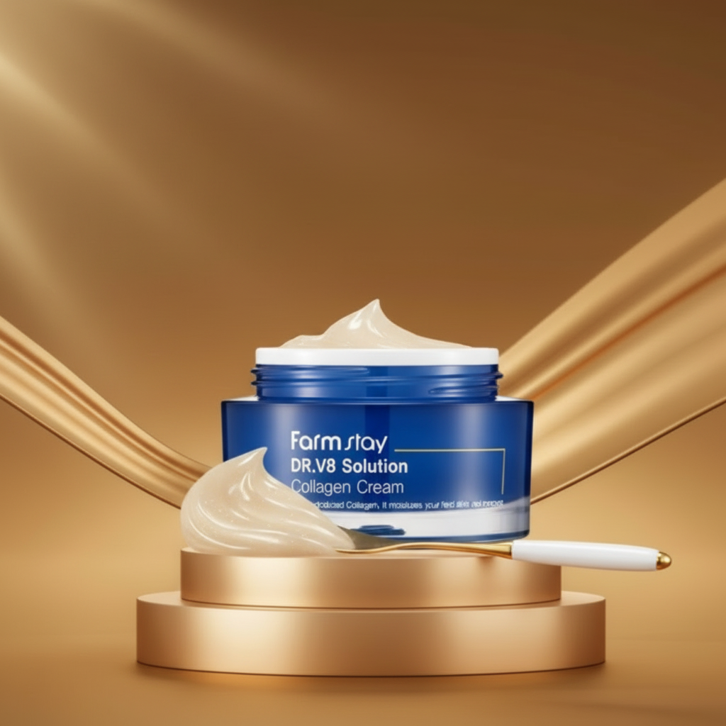 Farm Stay - DR.V8 Sollution Collagen Cream - Kolagenový krém proti vráskám s rozjasňujícím účinkem - 50 g