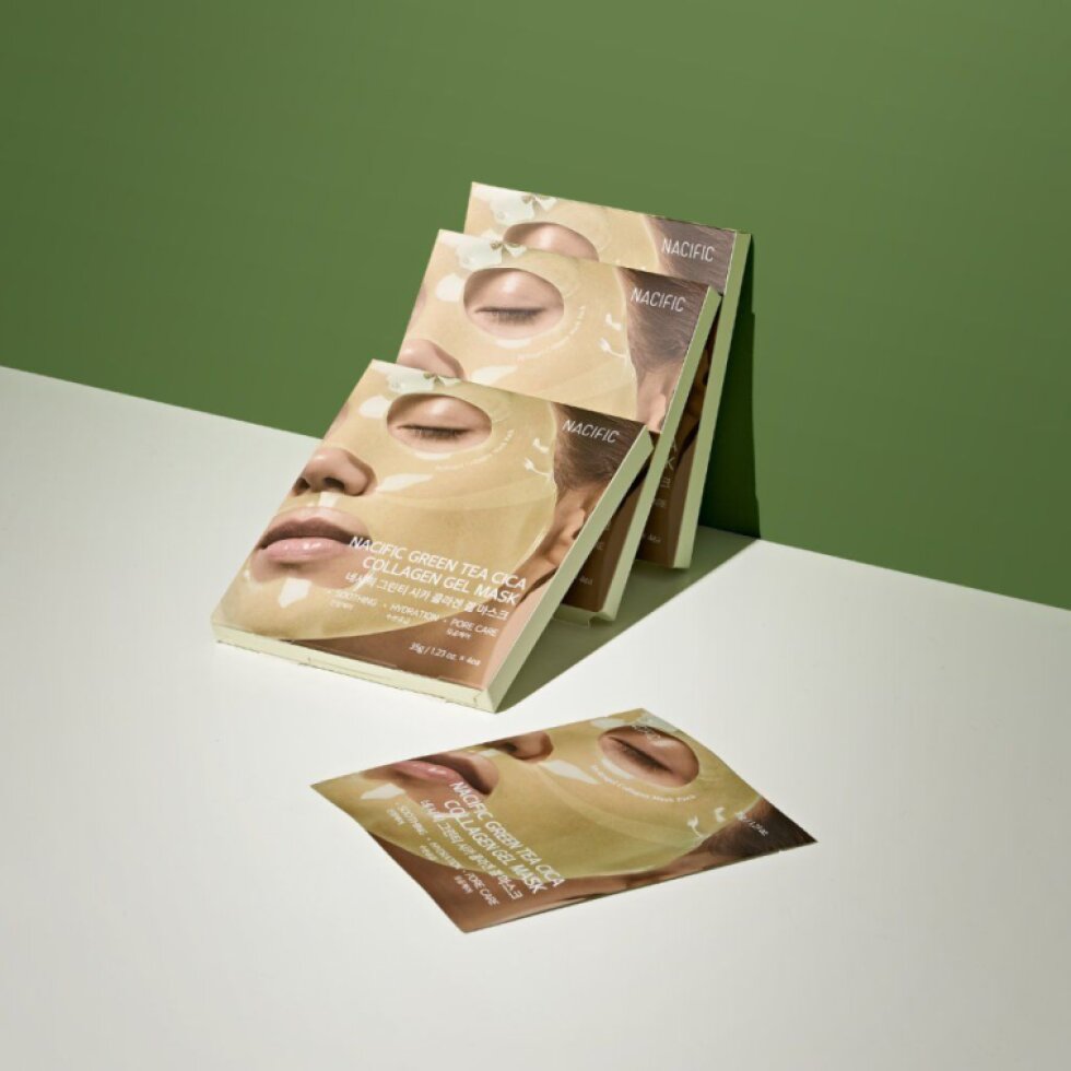 NACIFIC - Green Tea Cica Collagen Gel Mask - Vstřebatelná maska se zeleným čajem, centellou a kolagenem - 1 ks