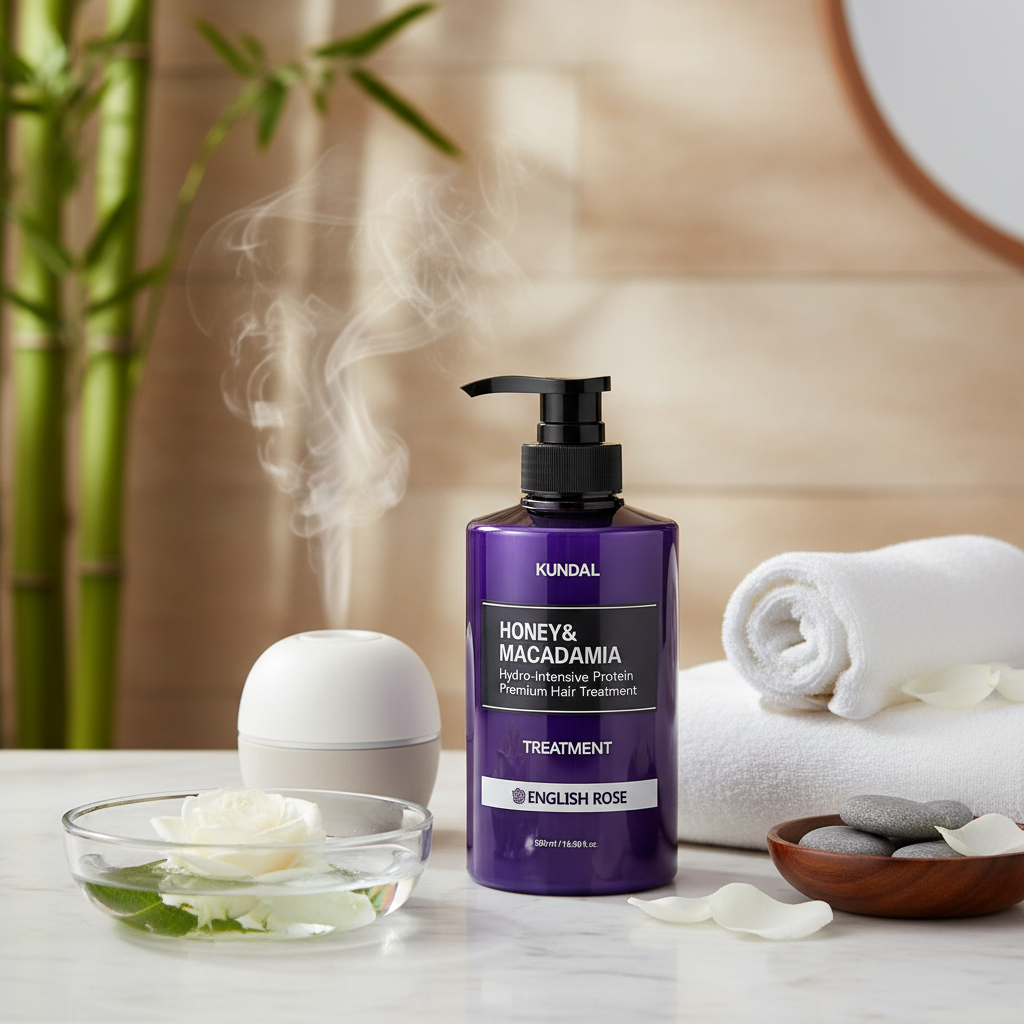 Kundal Honey&Macadamia Treatment - Hydro-intenzivní proteinová kůra na vlasy s vůní ENGLISH ROSE - 500 ml