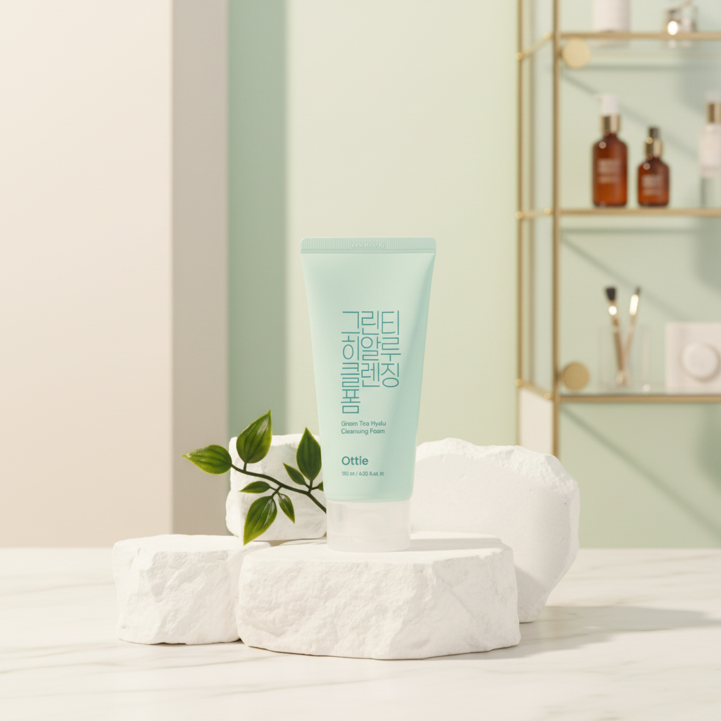OTTIE - Green Tea Hyalu Cleansing Foam - Čisticí pěna s čajovým extraktem a kyselinou hyaluronovou - 120 ml