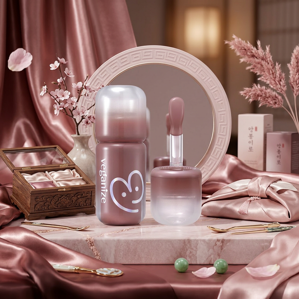 VEGANIZE - 4D Dewyshine Lip Oil Pearl Gloss 02 Berry Veil - Třpytivý olej na rty s perleťovým leskem - 4 g