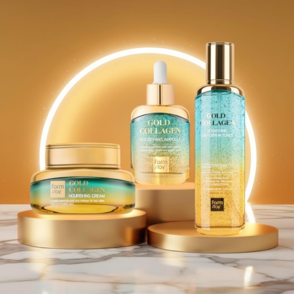 Farm Stay - Gold Collagen Nourishing - Sada produktů proti vráskám