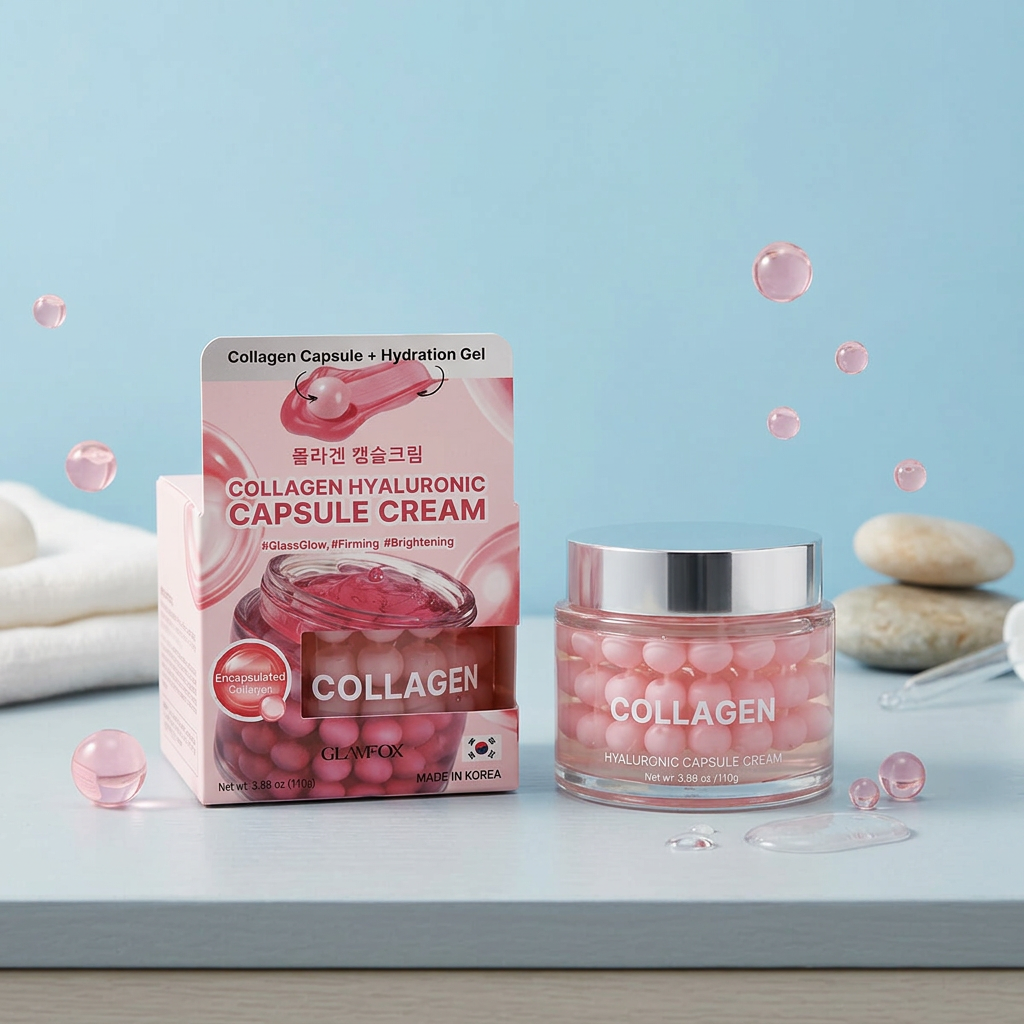 GLAMFOX - Collagen Hyaluronic Capsule Cream - Kolagenový hydratační krém s kapslemi kyseliny hyaluronové - 110 ml