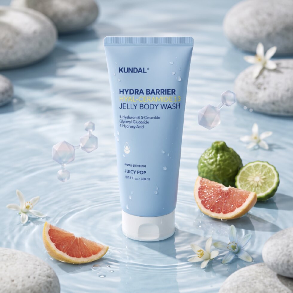 KUNDAL - Hydra Barrier Hyal-ceramide 13 Jelly Body Wash - Hydratační sprchový gel s komplexem kyseliny hyaluronové a ceramidů JUICY POP - 300 ml