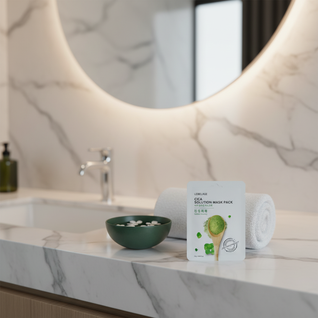 LEBELAGE - Cica Solution Mask Pack - Zklidňující a obnovující plátýnková maska s centellou - 25 g