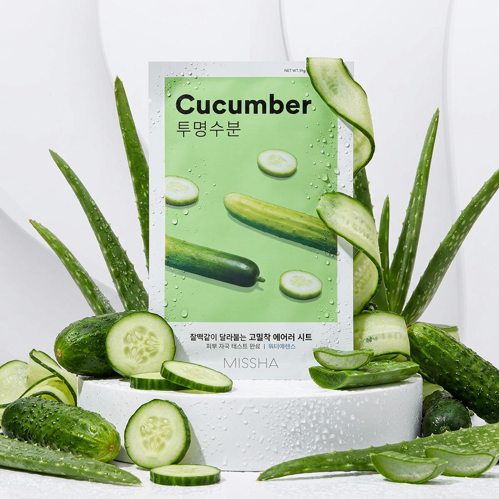 MISSHA - Airy Fit Sheet Mask Cucumber - Hydratační a zklidňující okurková textilní maska - 19 g