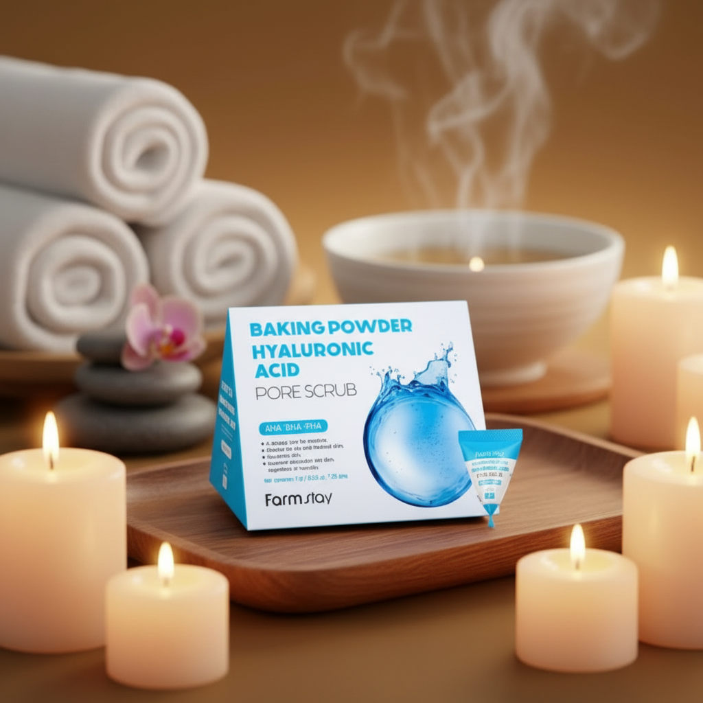 Farm Stay - Baking Powder Hyaluronic Acid Pore Scrub - Pleťový peeling s kyselinou hyaluronovou a kyselinami - 7g x 25 ks