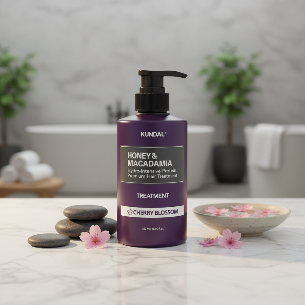 Kundal Honey&Macadamia Treatment - Hydro-intenzivní proteinová kůra na vlasy s vůní CHERRY BLOSSOM - 500 ml
