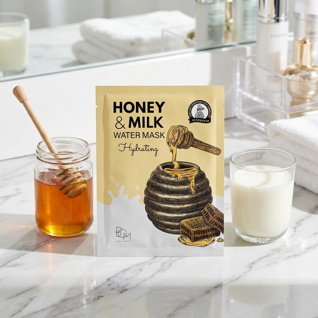 B.O.M. - Honey and Milk Water Mask - Hydratační plátýnková maska s medem a mlékem - 25 ml