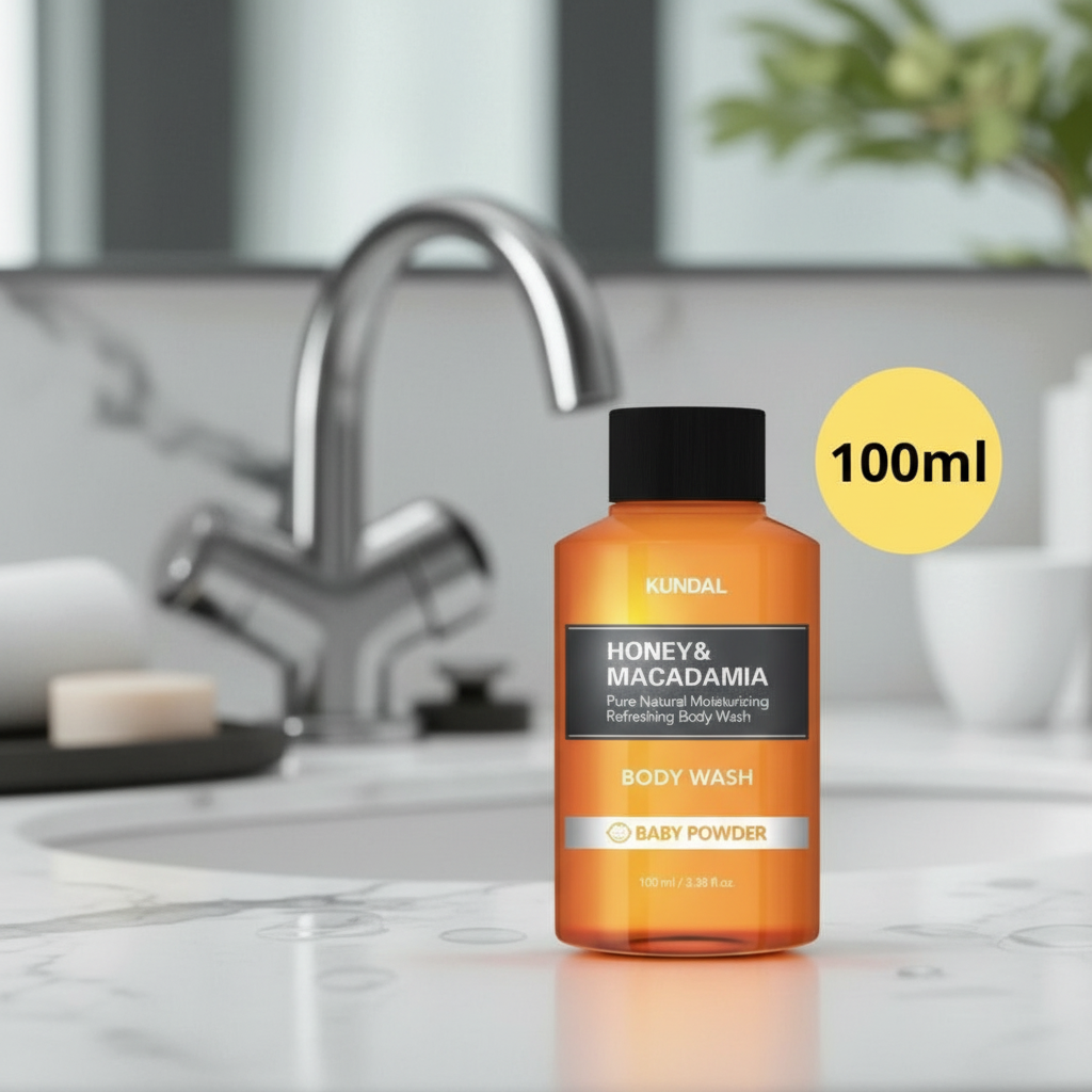 Kundal Honey&Macadamia Body Wash - Jemný sprchový gel s medem s vůní BABY POWDER - 100 ml