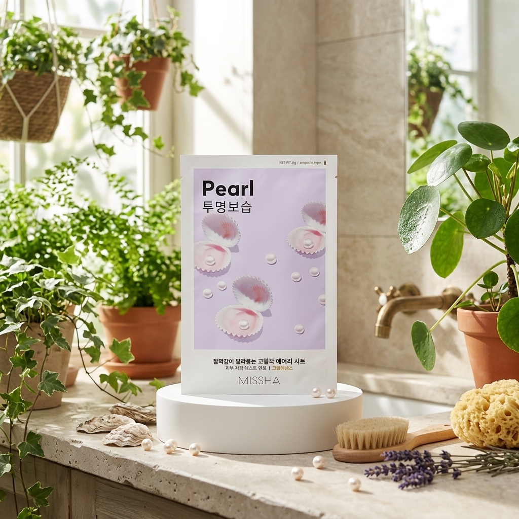 MISSHA - Airy Fit Sheet Mask Pearl - Rozjasňující maska s výtažkem z perel - 19 g