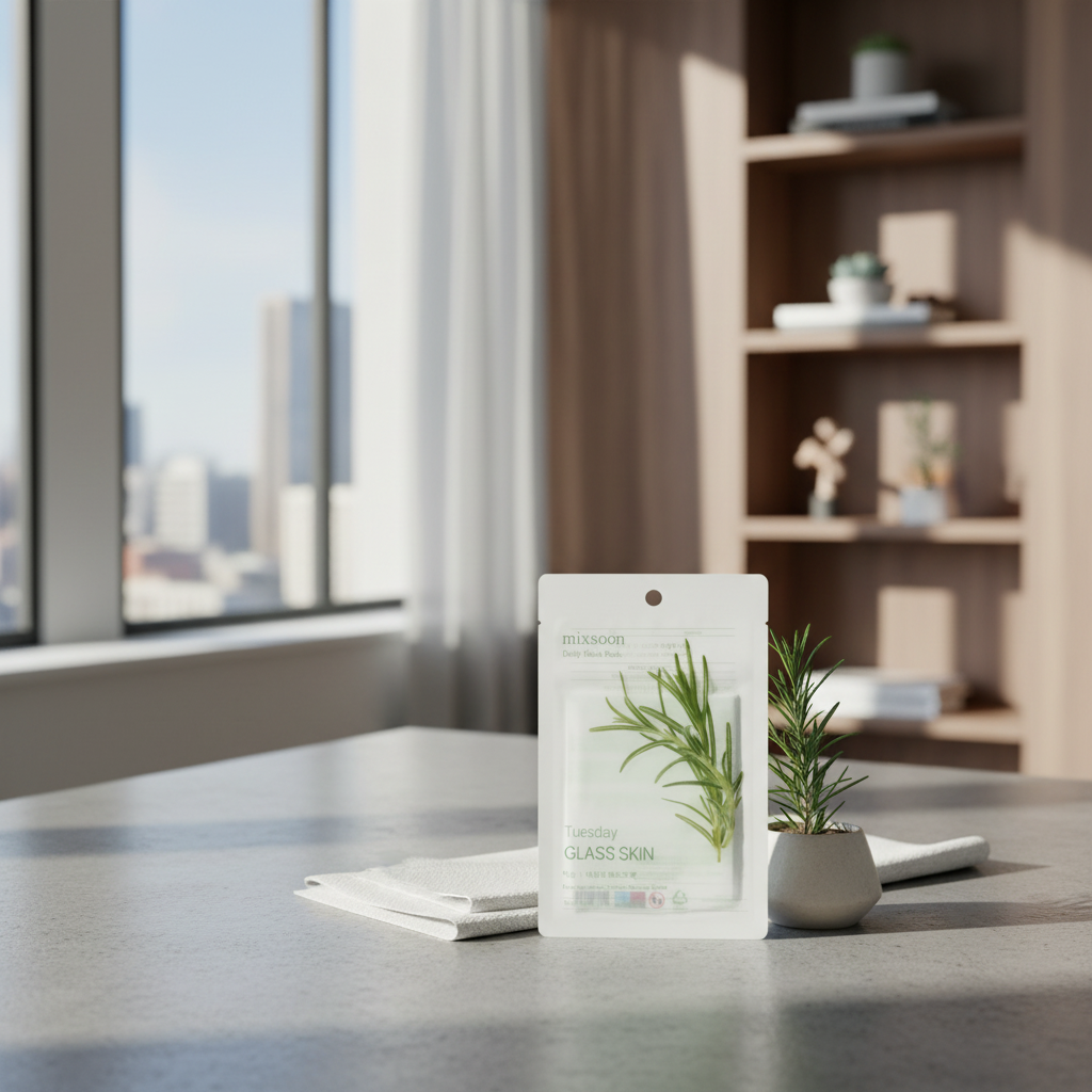 MIXSOON - Daily Mask Pack Tuesday Glass Skin - Plátýnková maska s touluní s rozmarýnem pro zdravý jas a zklidnění - 20 ml