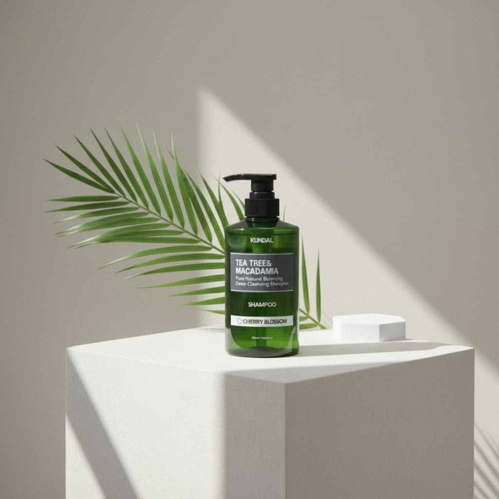 KUNDAL - Tea Tree Macadamia Deep Cleansing Shampoo CHERRY BLOSSOM - Šampon pro hluboké čištění s čajovníkem a makadamiovými ořechy - 500 ml