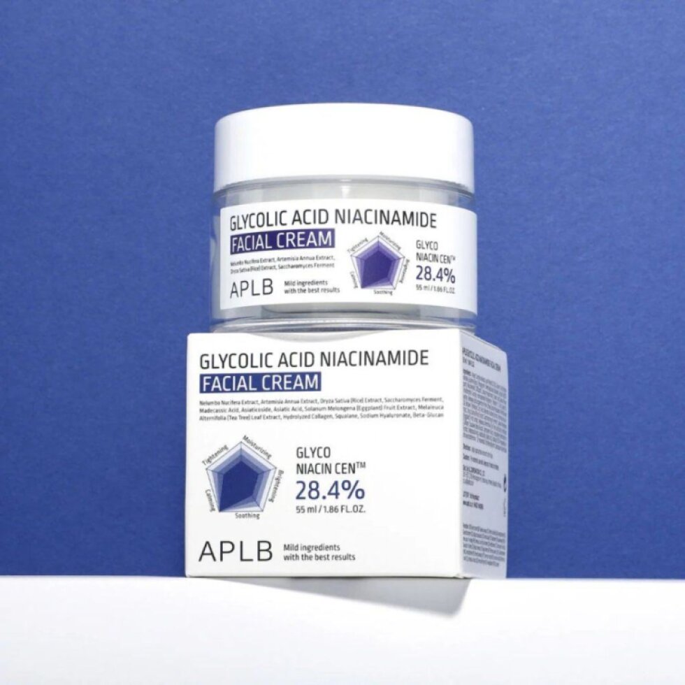 APLB - Glycolic Acid Niacinamide Facial Cream - Krém s niacinamidem a AHA pro pružnou a bezchybnou pleť - 55 ml