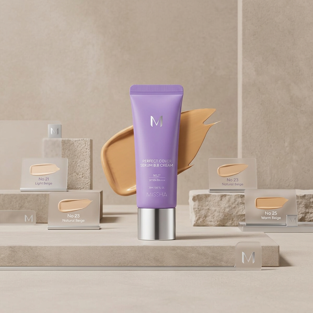 MISSHA - Perfect Cover Serum BB Cream SPF50+ PA++++ - Pečující BB sérum s SPF #27 Honey Beige - 20 ml