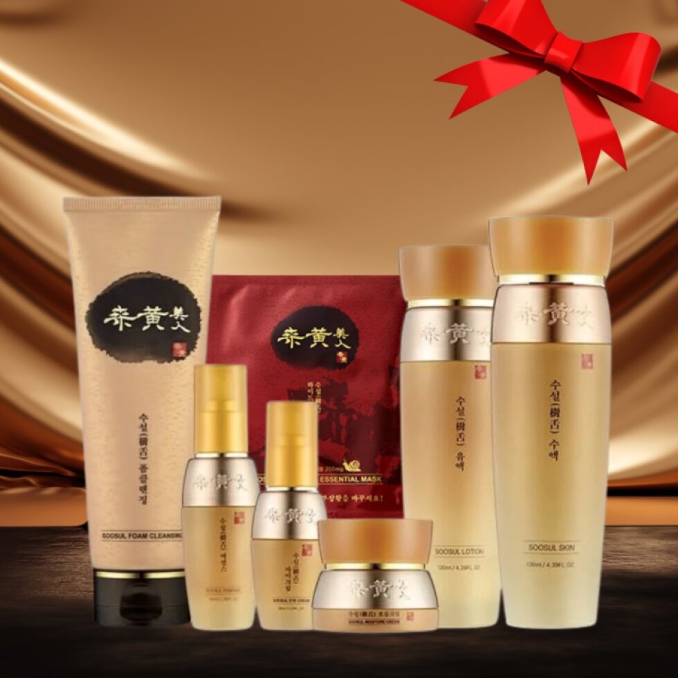 SOOSUL - Basic Line A - Luxusní set kosmetiky pro sjednocení tónu pleti v dárkovém balení- 7 ks full size produktů