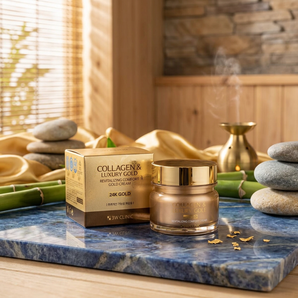 3W CLINIC - Collagen & Luxury Gold Revitalizing Comfort Gold Cream - Revitalizační zklidňující pleťový krém se zlatem a kolagenem - 100 ml