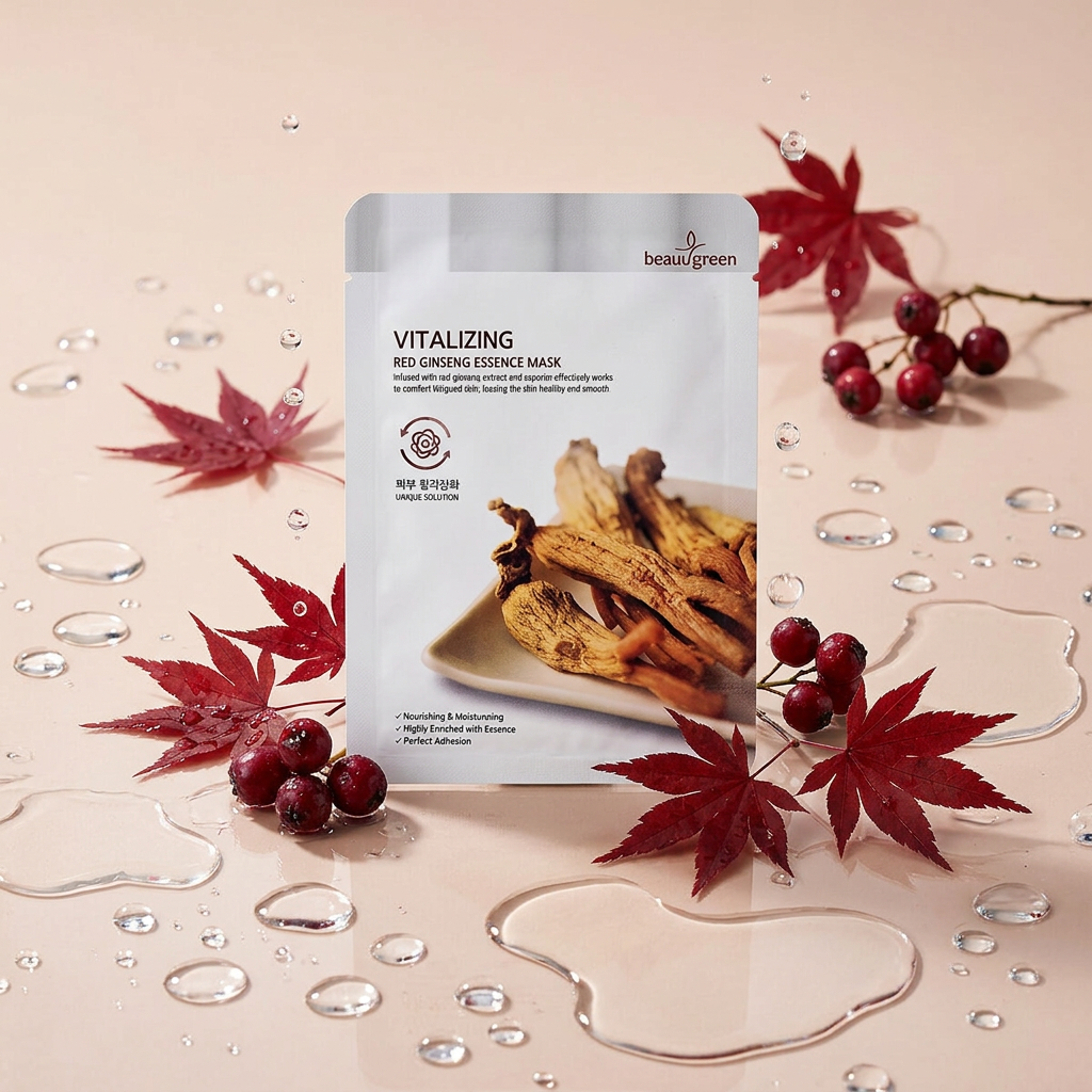 Beauugreen - Premium Red Ginseng Essence Mask - Plátýnková maska s výtažkem z červeného ženšenu - 23 ml